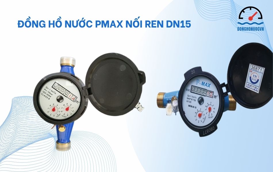 Đồng hồ nước Pmax nối ren DN15 chính hãng