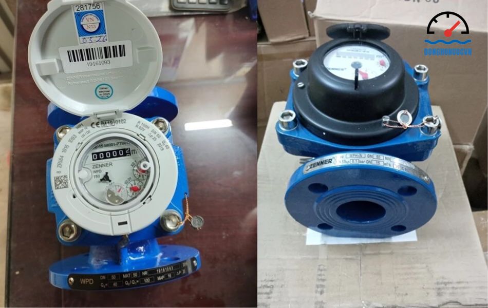 Đồng hồ nước Zenner DN50 nối bích dùng cho nước sạch, nước thải
