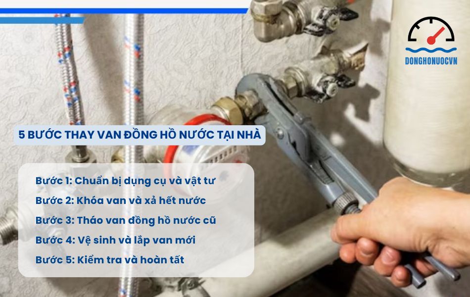 5 bước thay van đồng hồ nước