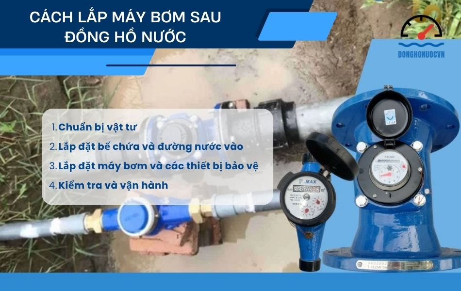 cách lắp máy bơm sau đồng hồ nước
