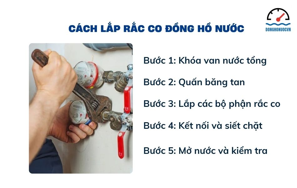 cách lắp rắc co đồng hồ nước