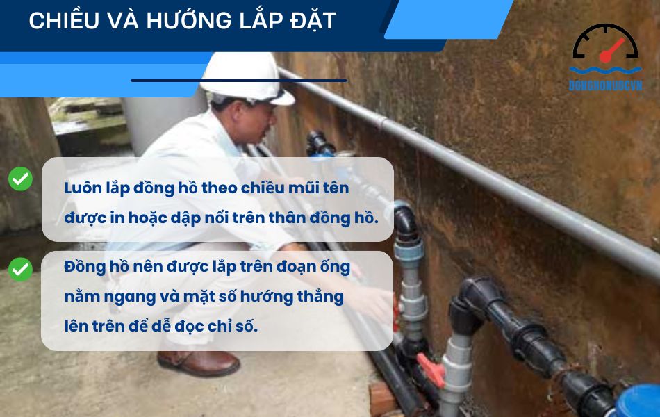 Tiêu chuẩn về chiều và hướng lắp đặt đồng hồ nước