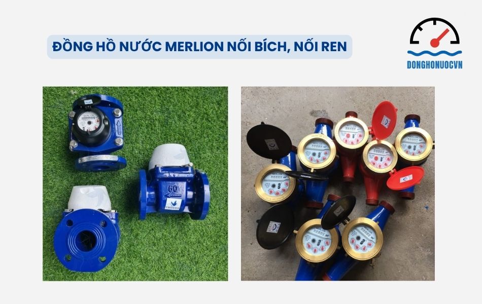 Đồng hồ nước Merlion đa dạng từ nối bích đến nối ren