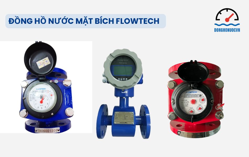 Đồng hồ nước mặt bích thương hiệu Flowtech Đài Loan