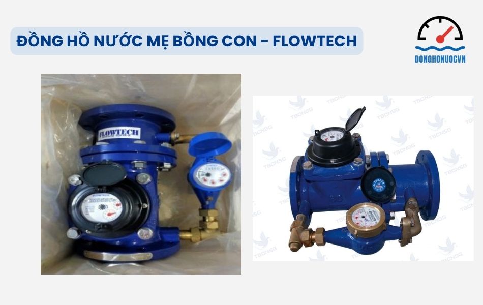 Đồng hồ nước mẹ bồng con thương hiệu Flowtech (Đài Loan)