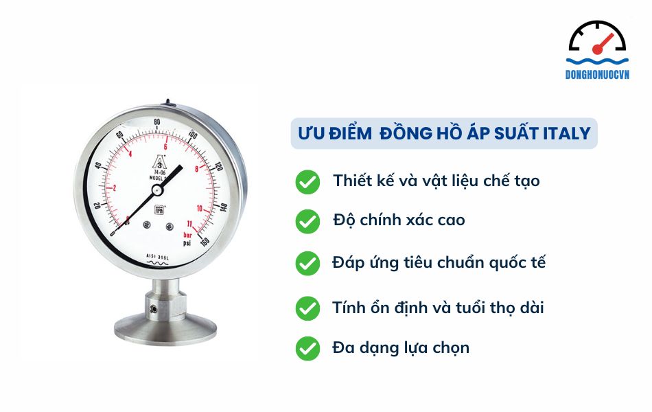 Đặc điểm nổi bật của đồng hồ áp suất xuất xứ Italy