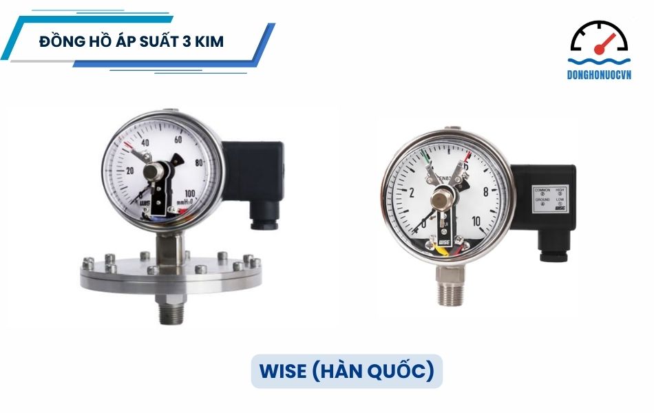Đồng hồ đo áp suất 3 kim thương hiệu WISE