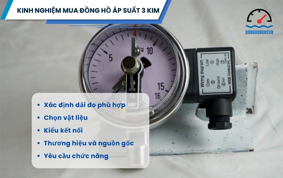 Kinh nghiệm chọn mua đồng hồ áp suất loại 3 kim