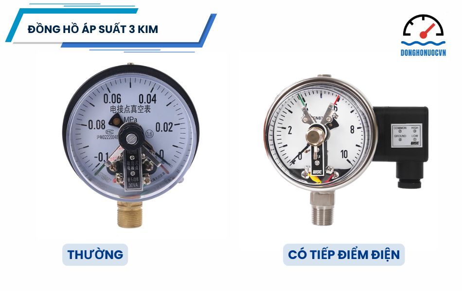 Các loại đồng hồ áp suất 3 kim theo chức năng
