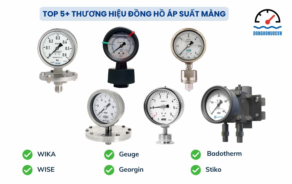 Top các thương hiệu đồng hồ áp suất màng uy tín