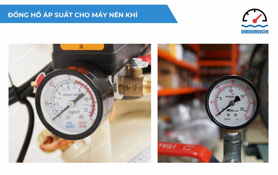 Đồng hồ áp suất cho máy nén khí chuyên dụng