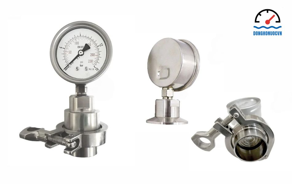 Đồng hồ áp suất Gesa màng Clamp