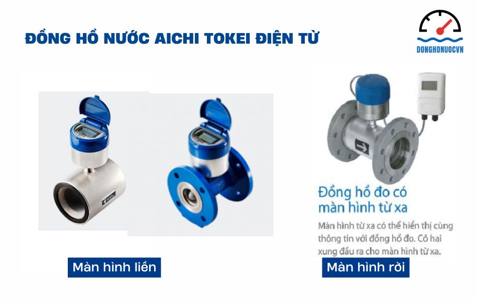 Đồng hồ nước Aichi Tokei điện từ màn hình liền, màn hình rời