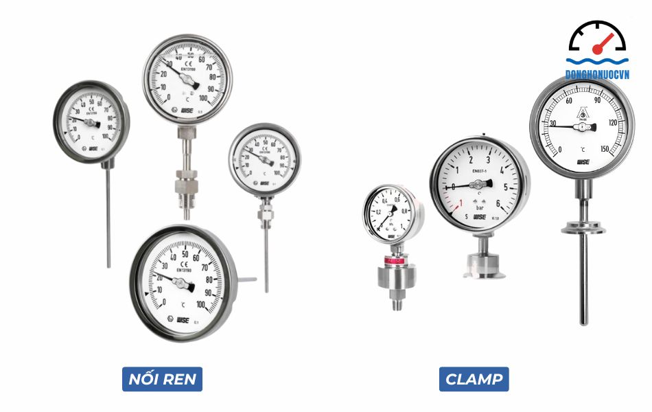 Phân loại đồng hồ nhiệt độ Wise theo kết nối ren, clamp