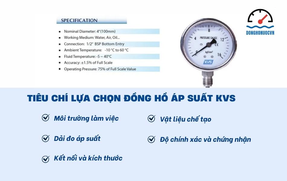 tiêu chí lựa chọn đồng hồ đo áp suất kvs
