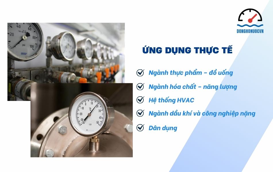 Ứng dụng thực tế của đồng hồ nhiệt độ inox trong các lĩnh vực