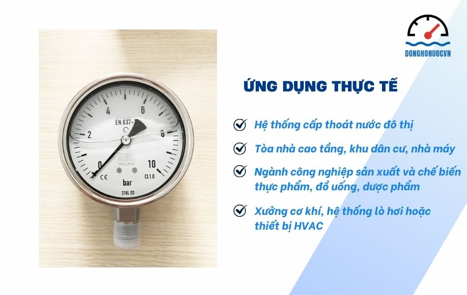 Khám phá ứng dụng đồng hồ đo áp suất nước 0-10kg