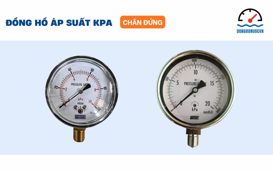 Đồng hồ áp suất KPA thiết kế chân đứng