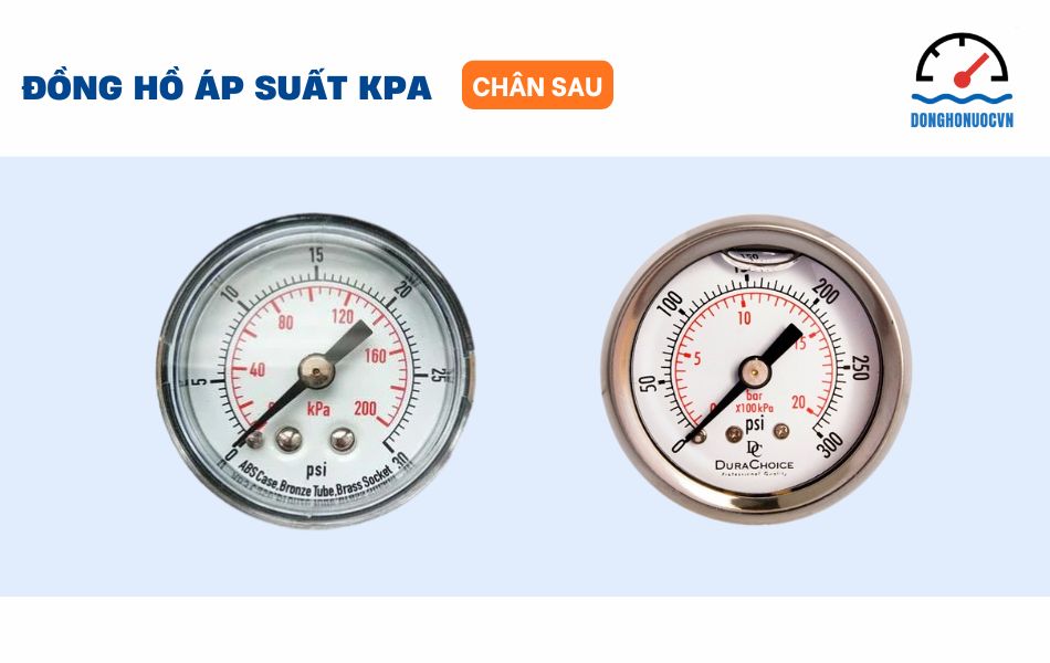 Đồng hồ áp suất KPA thiết kế chân sau