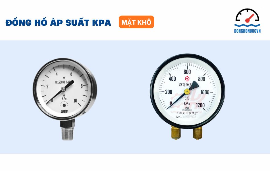 Đồng hồ áp suất KPA thông thường với mặt số khô
