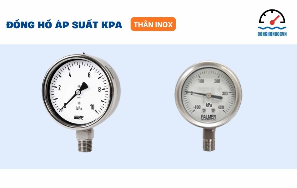Đồng hồ áp suất KPA thân inox
