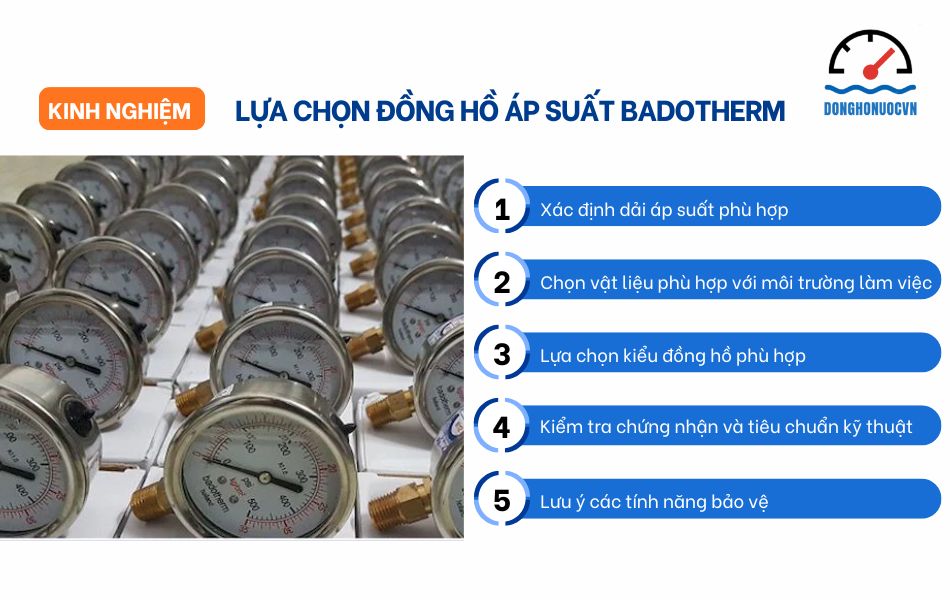 Hướng dẫn lựa chọn đồng hồ đo áp suất thương hiệu Badotherm