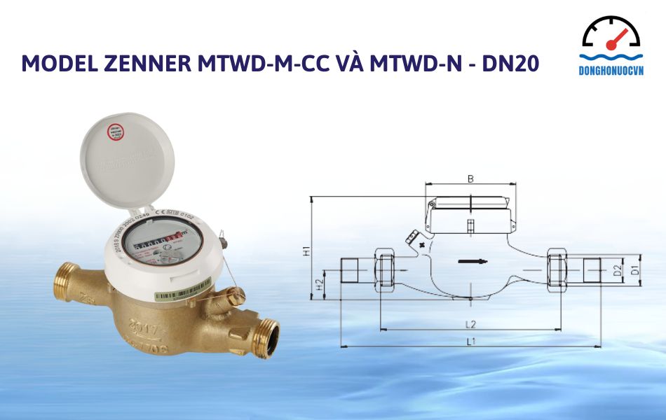 Đồng hồ đo nước nóng Zenner Dn20 model MTWD-M-CC và MTWD-N