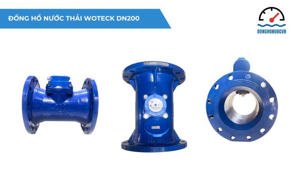 Đồng hồ nước dạng cơ Woteck Đài Loan DN200 - Dùng cho nước thải