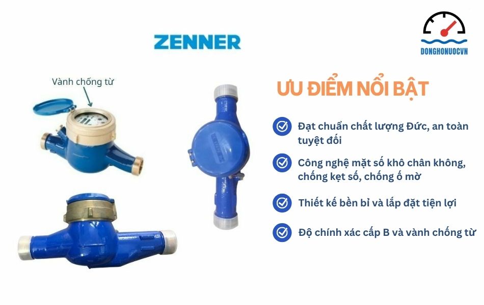 Các ưu điểm nổi bật của đồng hồ nước thương hiệu Zenner kích thước DN25