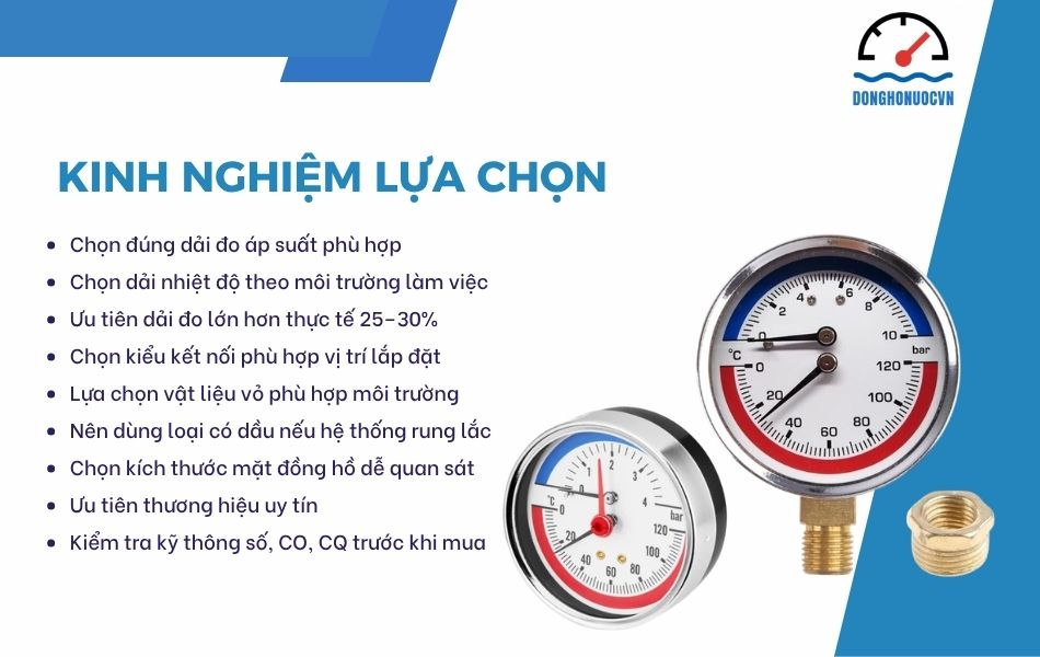 cách chọn đồng hồ đo áp suất và nhiệt độ