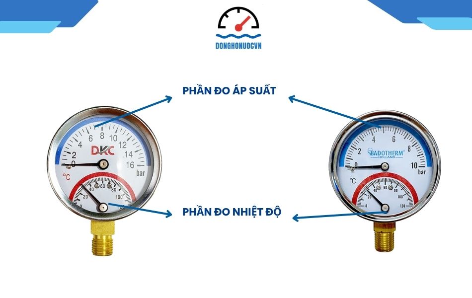 cấu tạo đồng hồ đo áp suất và nhiệt độ cùng lúc