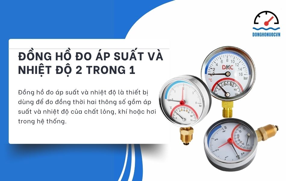 đồng hồ đo áp suất và nhiệt độ 2 trong 1