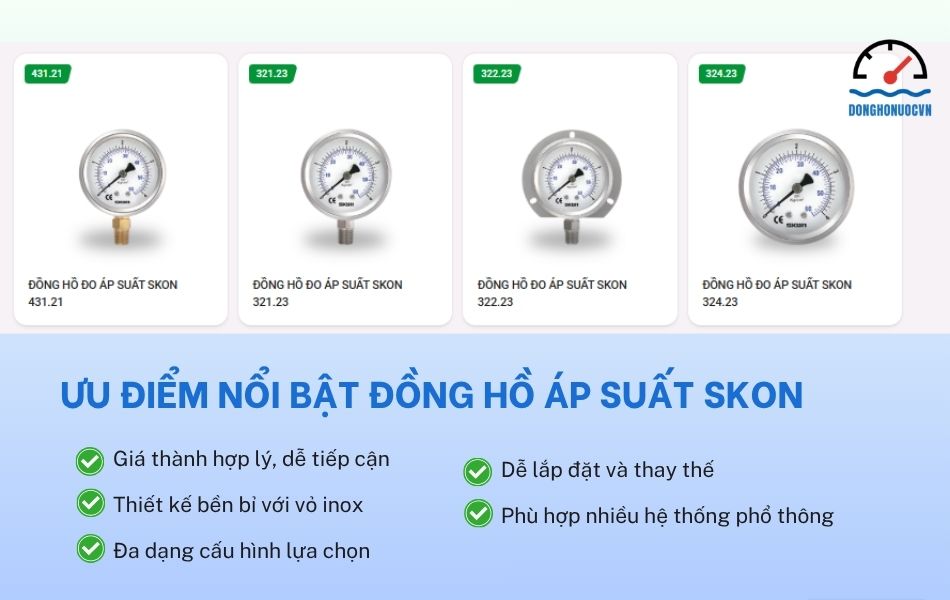 ưu điểm đồng hồ áp suất skon