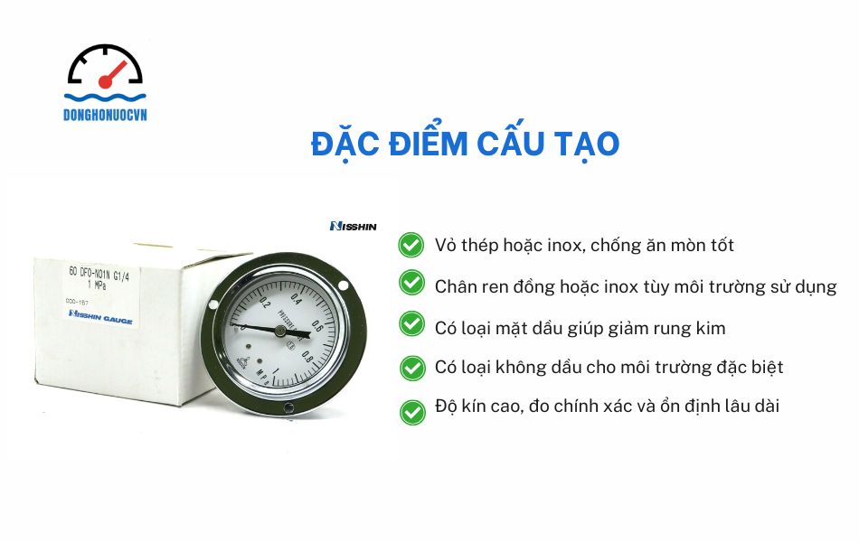 đặc điểm cấu tạo đồng hồ áp suất nisshin