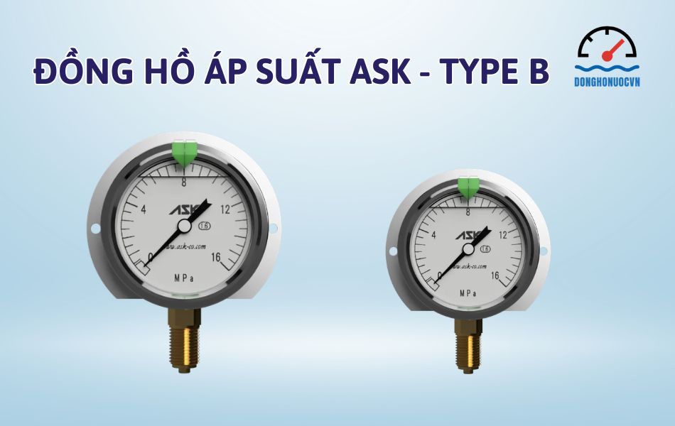 đồng hồ áp suất ASK - Type B - Có vành