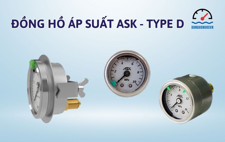 đồng hồ áp suất ASK - Type D - Chân sau 