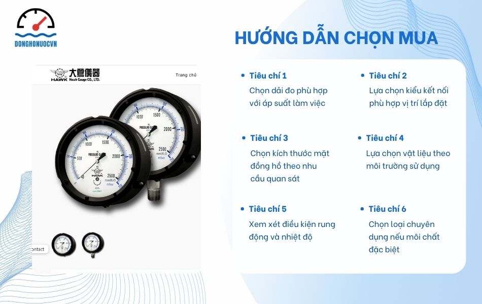 hướng dẫn chọn mua đồng hồ áp suất hawk