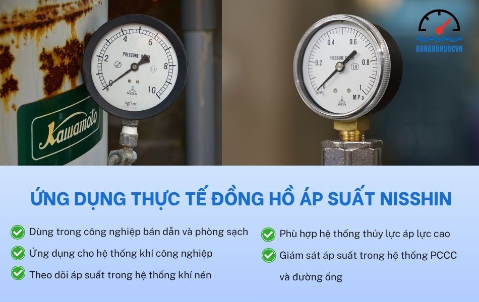 ứng dụng đồng hồ áp suất nisshin