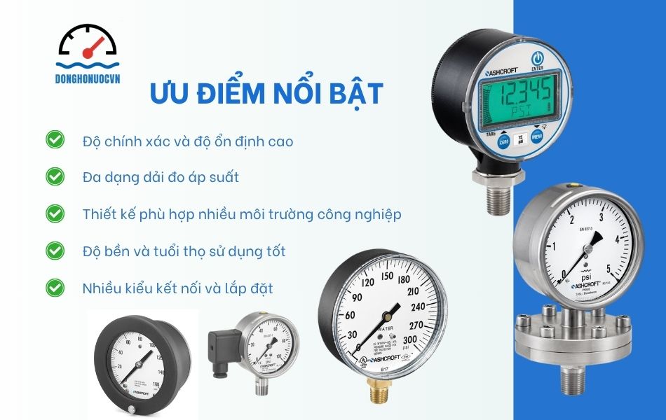 ưu điểm nổi bật đồng hồ áp suất ashcroft