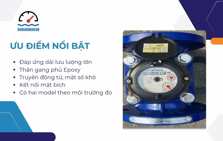 Ưu điểm của đồng hồ nước hãng Flowtech DN100
