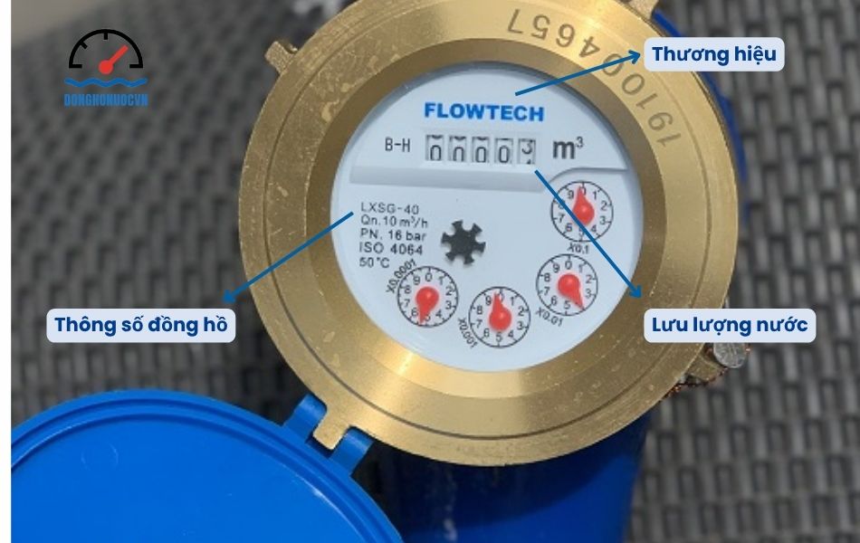 Cách đọc đồng hồ nước Flowtech DN40