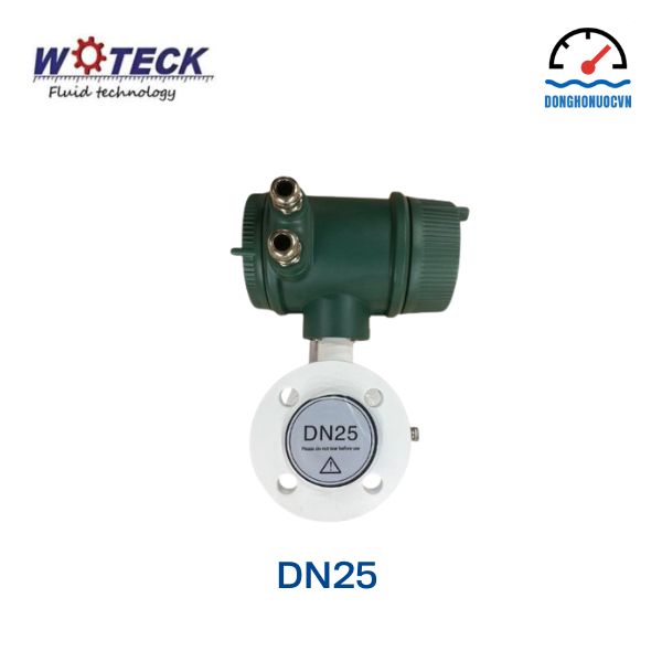 Đồng hồ đo nước điện tử Woteck DN25 mặt bên