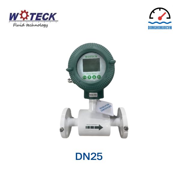 Đồng hồ đo nước điện tử Woteck DN25 mặt trước