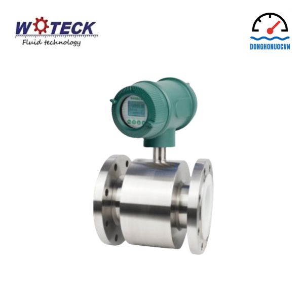 Đồng hồ đo nước điện tử inox Woteck màn hình liền